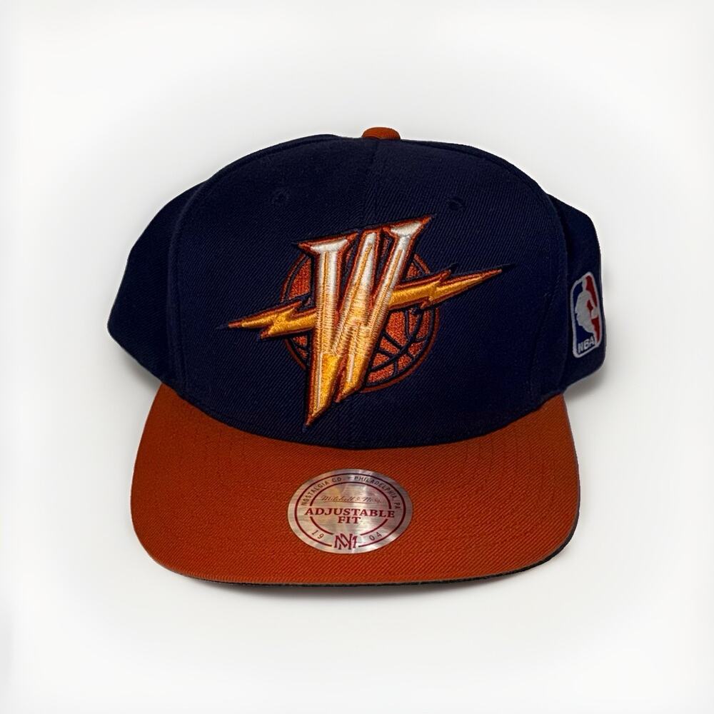 Mitchell & Ness GSU Warriors Hardwood Classics Snapback Hat Navy/Orange Worn
